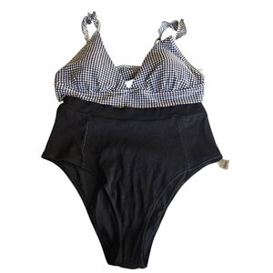 Aerie Black Checkered High Waisted Bikini Set